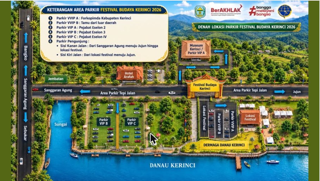 Denah lokasi dan parkir Festival Budaya Kerinci 2026